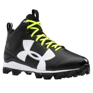 Size 15 Men's Under Armour Crusher RM Football Cleats w/ Neon Yellow Laces